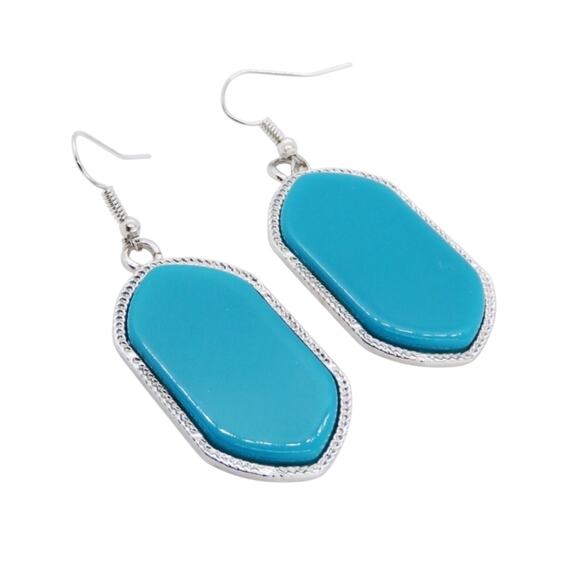 Express Teal Stone Drop Caged Earrings - Picture 1 of 4